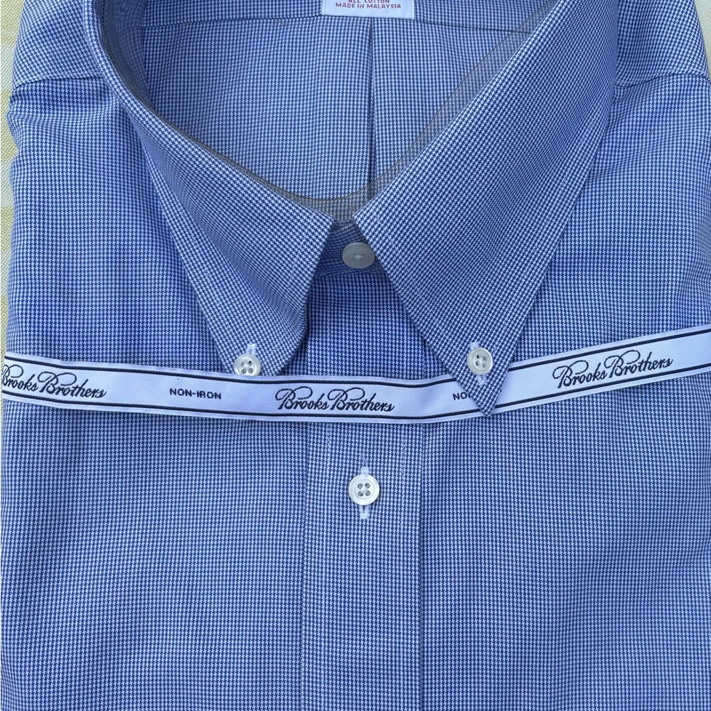 Blue and white brooks brothers men shirt with pocket